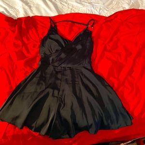 Black Loose Top Romper, Silver Strap Detail